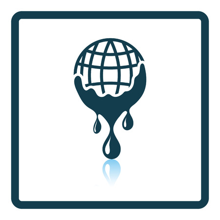 Planet with flowing down water icon. Shadow reflection design. Vector illustration.のイラスト素材