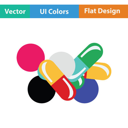 Pill and tabs icon. Flat color design. Vector illustration.のイラスト素材