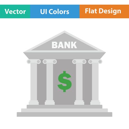Bank icon. Flat color design. Vector illustration.のイラスト素材