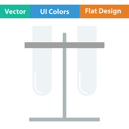 Lab flasks attached to stand icon. Flat color design. Vector illustration.のイラスト素材