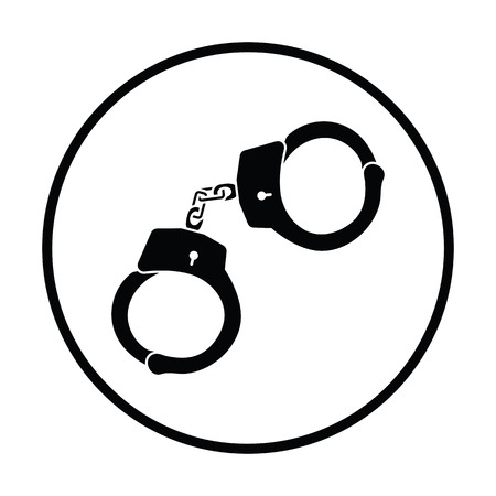 Police handcuff icon. Thin circle design. Vector illustration.のイラスト素材