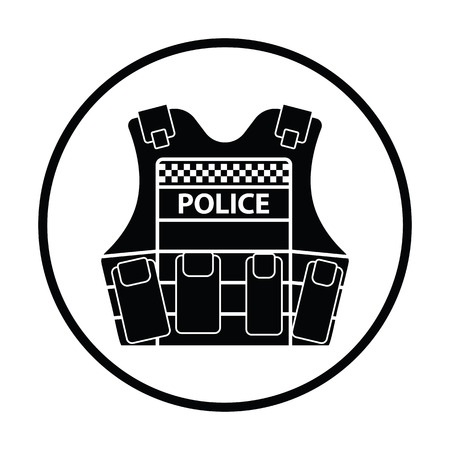 Police vest icon. Thin circle design. Vector illustration.のイラスト素材