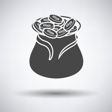 Open money bag icon on gray background with round shadow. Vector illustration.のイラスト素材