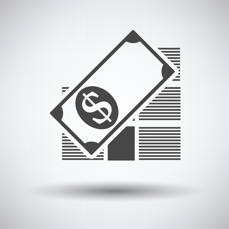 Stack of banknotes icon on gray background with round shadow. Vector illustration.のイラスト素材