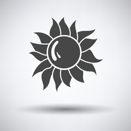 Sun icon on gray background with round shadow. Vector illustration.のイラスト素材