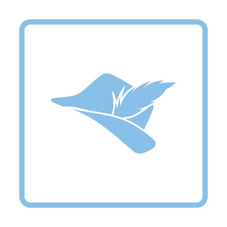 Hunter hat with feather  icon. Blue frame design. Vector illustration.のイラスト素材