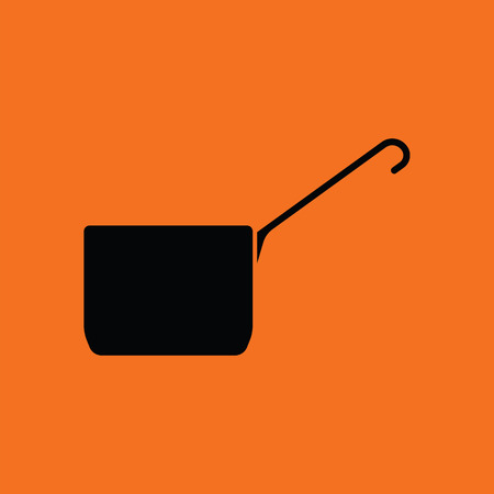 Kitchen pan icon. Orange background with black. Vector illustration.のイラスト素材