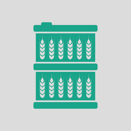 Barrel wheat symbols icon. Gray background with green. Vector illustration.のイラスト素材