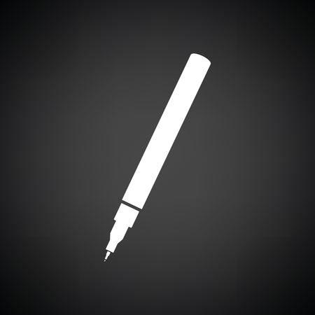 Liner pen icon. Black background with white. Vector illustration.のイラスト素材