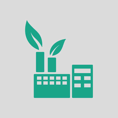 Ecological industrial plant icon. Gray background with green. Vector illustration.のイラスト素材