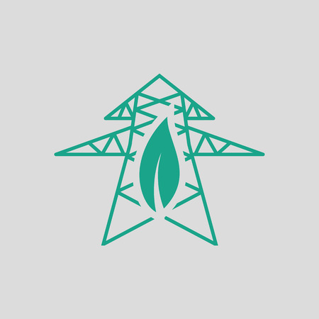 Electric tower leaf icon. Gray background with green. Vector illustration.のイラスト素材