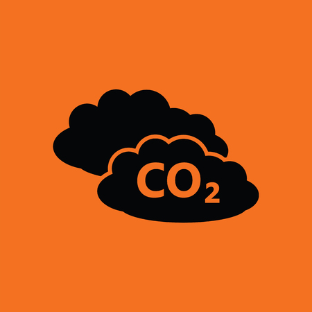 CO2 cloud icon. Orange background with black. Vector illustration.のイラスト素材