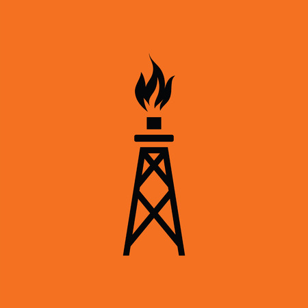 Gas tower icon. Orange background with black. Vector illustration.のイラスト素材