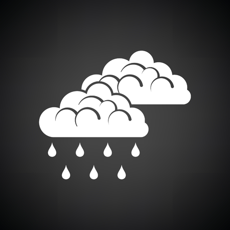 Rain icon. Black background with white. Vector illustration.のイラスト素材