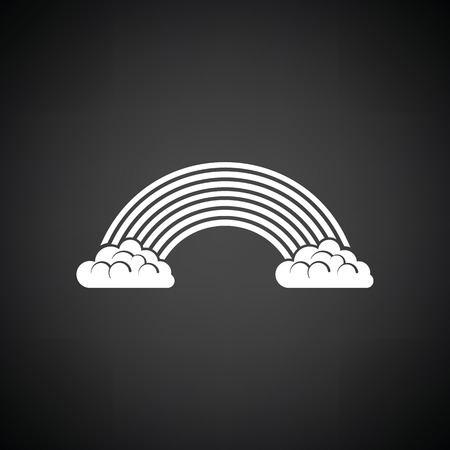 Rainbow icon. Black background with white. Vector illustration.のイラスト素材