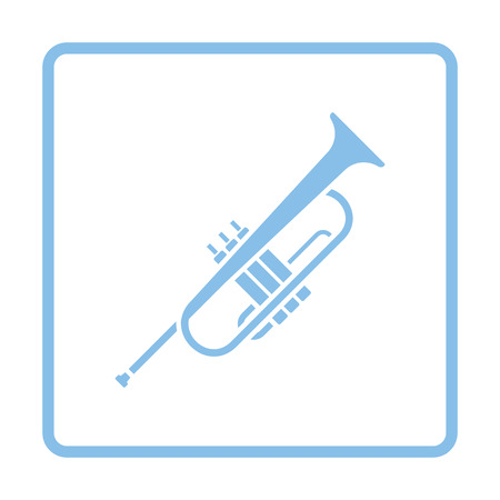 Horn icon. Blue frame design. Vector illustration.のイラスト素材