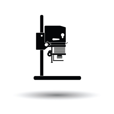 Icon of photo enlarger. White background with shadow design. Vector illustration.のイラスト素材