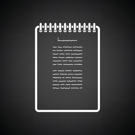 Binder notebook icon. Black background with white. Vector illustration.のイラスト素材