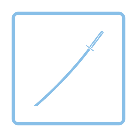 Japanese sword icon. Blue frame design. Vector illustration.のイラスト素材