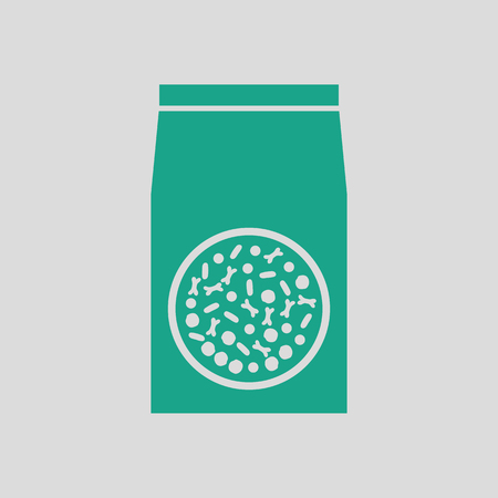 Packet of dog food icon. Gray background with green. Vector illustration.のイラスト素材