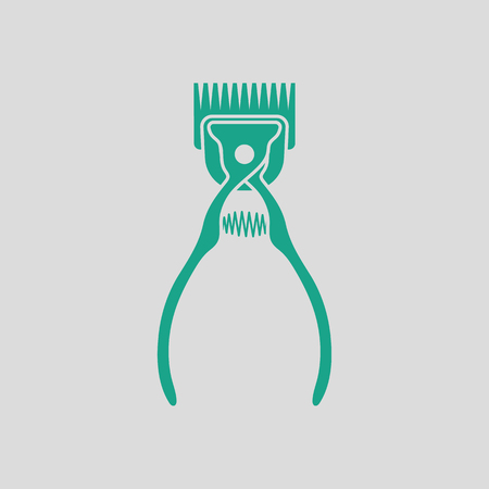 Pet cutting machine icon. Gray background with green. Vector illustration.のイラスト素材