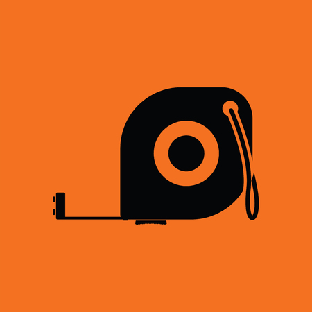 Icon of constriction tape measure. Orange background with black. Vector illustration.のイラスト素材