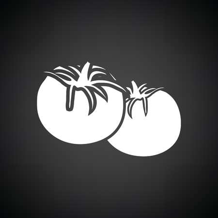 Tomatoes icon. Black background with white. Vector illustration.のイラスト素材