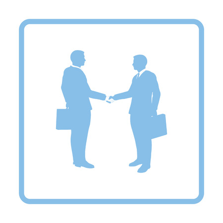 Meeting businessmen icon. Blue frame design. Vector illustration.のイラスト素材