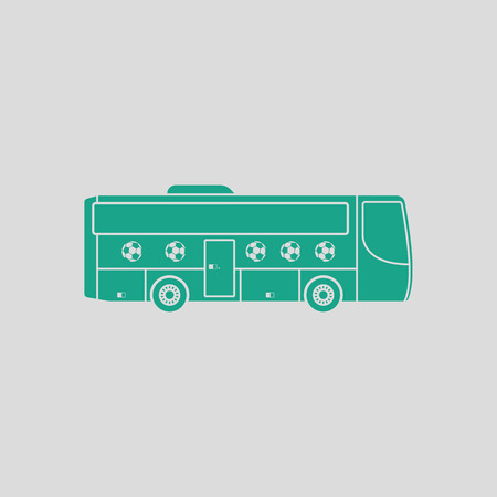Football fan bus icon. Gray background with green. Vector illustration.のイラスト素材