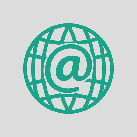 Global e-mail icon. Gray background with green. Vector illustration.のイラスト素材