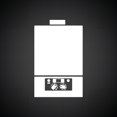 Gas boiler icon. Black background with white. Vector illustration.のイラスト素材