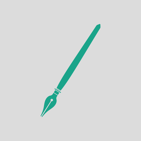 Fountain pen icon. Gray background with green. Vector illustration.のイラスト素材