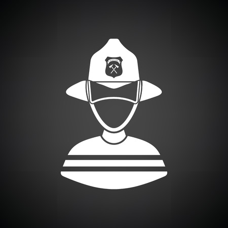 Fireman icon. Black background with white. Vector illustration.のイラスト素材
