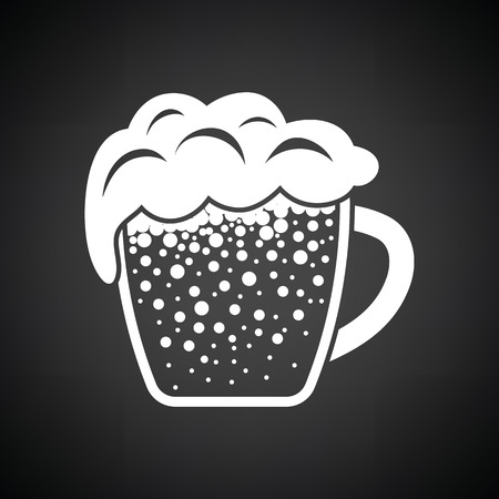 Mug of beer icon. Black background with white. Vector illustration.のイラスト素材