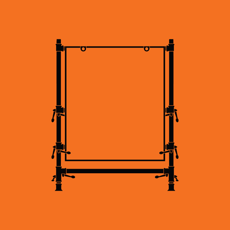 Icon of table for object photography. Orange background with black. Vector illustration.のイラスト素材