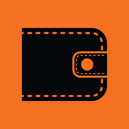 Wallet icon. Orange background with black. Vector illustration.のイラスト素材