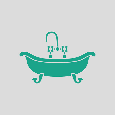 Bathtub icon. Gray background with green. Vector illustration.のイラスト素材