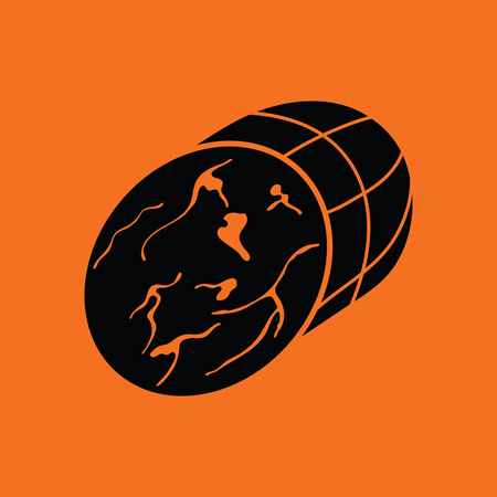 Ham icon. Orange background with black. Vector illustration.のイラスト素材
