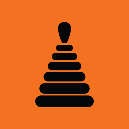 Pyramid toy icon. Orange background with black. Vector illustration.のイラスト素材