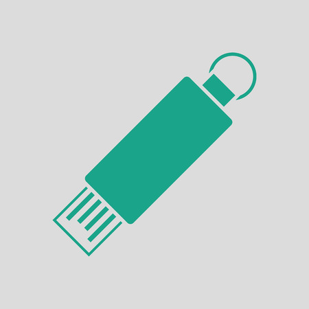 USB flash icon. Gray background with green. Vector illustration.のイラスト素材