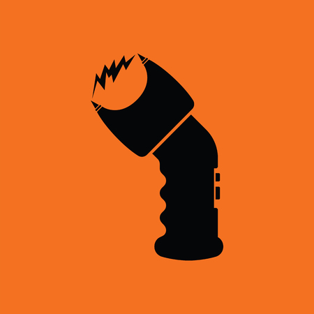 Police stun gun icon. Orange background with black. Vector illustration.のイラスト素材