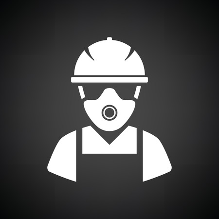 Repair worker icon. Black background with white. Vector illustration.のイラスト素材