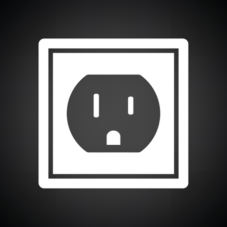 Electric outlet icon. Black background with white. Vector illustration.のイラスト素材