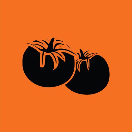 Tomatoes icon. Orange background with black. Vector illustration.のイラスト素材