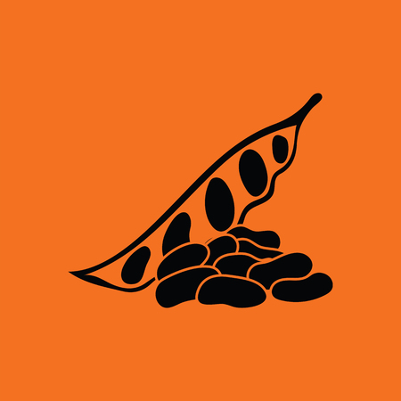 Beans  icon. Orange background with black. Vector illustration.のイラスト素材