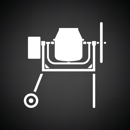 Icon of Concrete mixer. Black background with white. Vector illustration.のイラスト素材