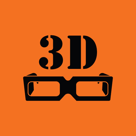 3d goggle icon. Orange background with black. Vector illustration.のイラスト素材