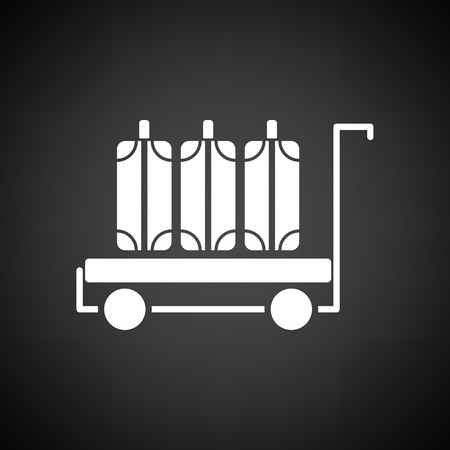 Luggage cart icon. Black background with white. Vector illustration.のイラスト素材