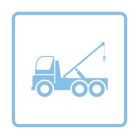 Car towing truck icon. Blue frame design. Vector illustration.のイラスト素材