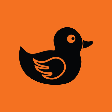 Bath duck icon. Orange background with black. Vector illustration.のイラスト素材